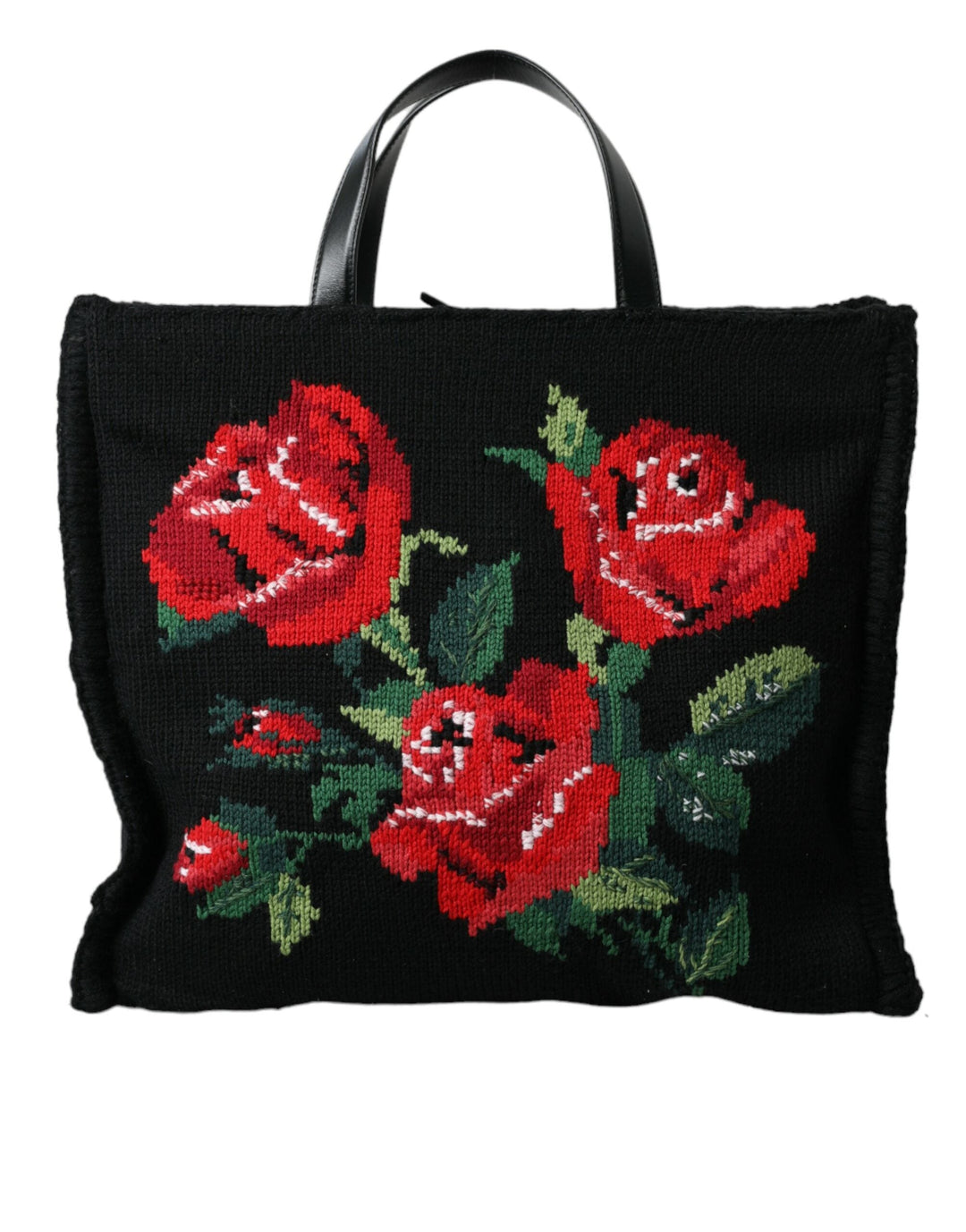  - Dolce & Gabbana Chic Embroidered Floral Black Tote - BAG1147 - Ask Me Wear