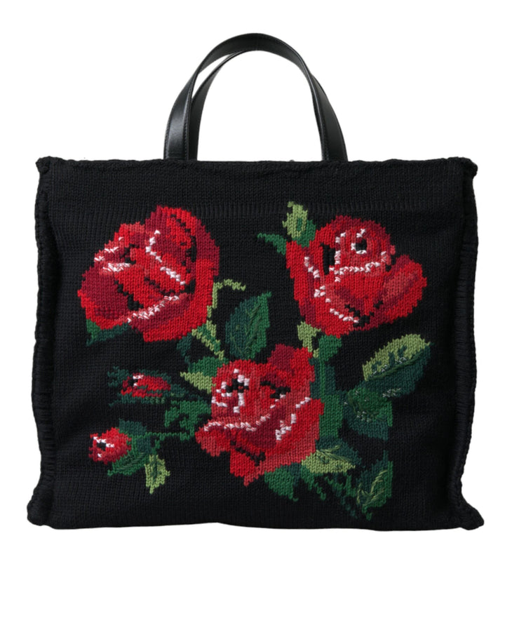  - Dolce & Gabbana Chic Embroidered Floral Black Tote - BAG1147 - Ask Me Wear