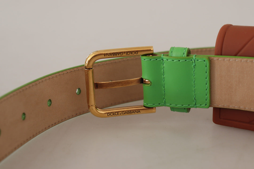  - Dolce & Gabbana Chic Emerald Leather Belt with Engraved Buckle - WMB182 - 70 - Ask Me Wear