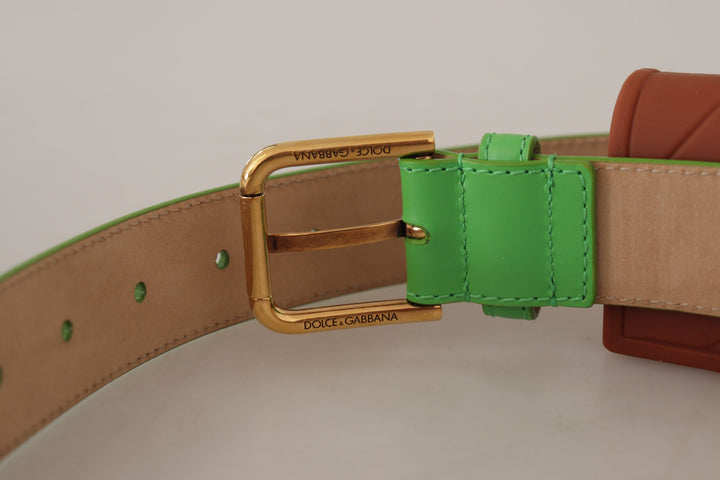  - Dolce & Gabbana Chic Emerald Leather Belt with Engraved Buckle - WMB182 - 70 - Ask Me Wear