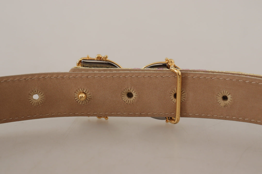  - Dolce & Gabbana Chic Gold and Pink Leather Belt - WMB105 - 75 - Ask Me Wear