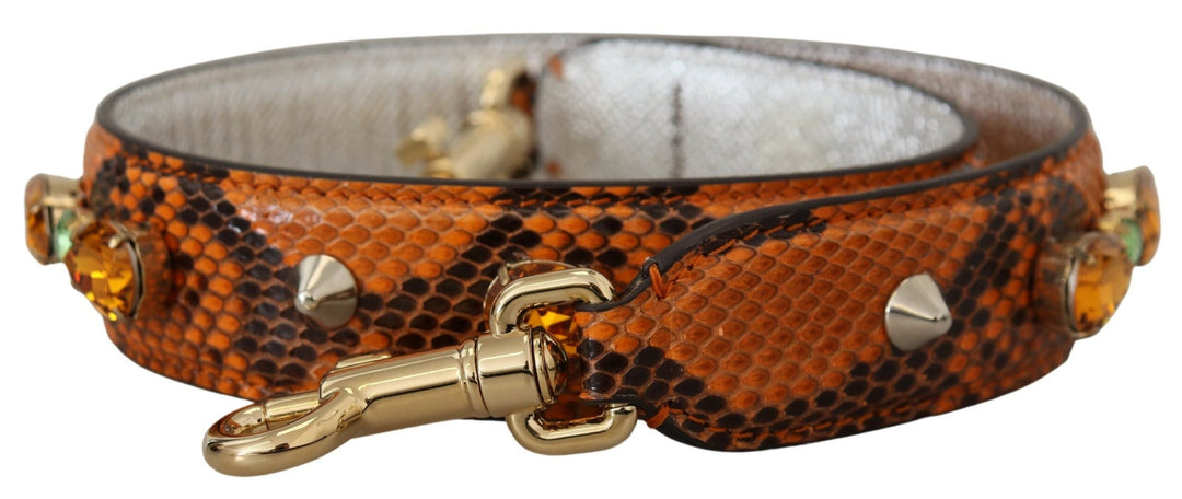  - Dolce & Gabbana Chic Orange Leather Bag Strap with Gold - Tone Clasps - BEL8961 - Ask Me Wear