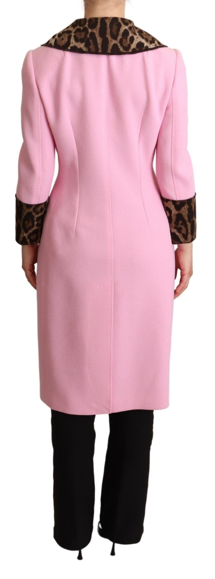  - Dolce & Gabbana Chic Pink Leopard Trench with Crystal Buttons - JKT2973 - 38 - Ask Me Wear