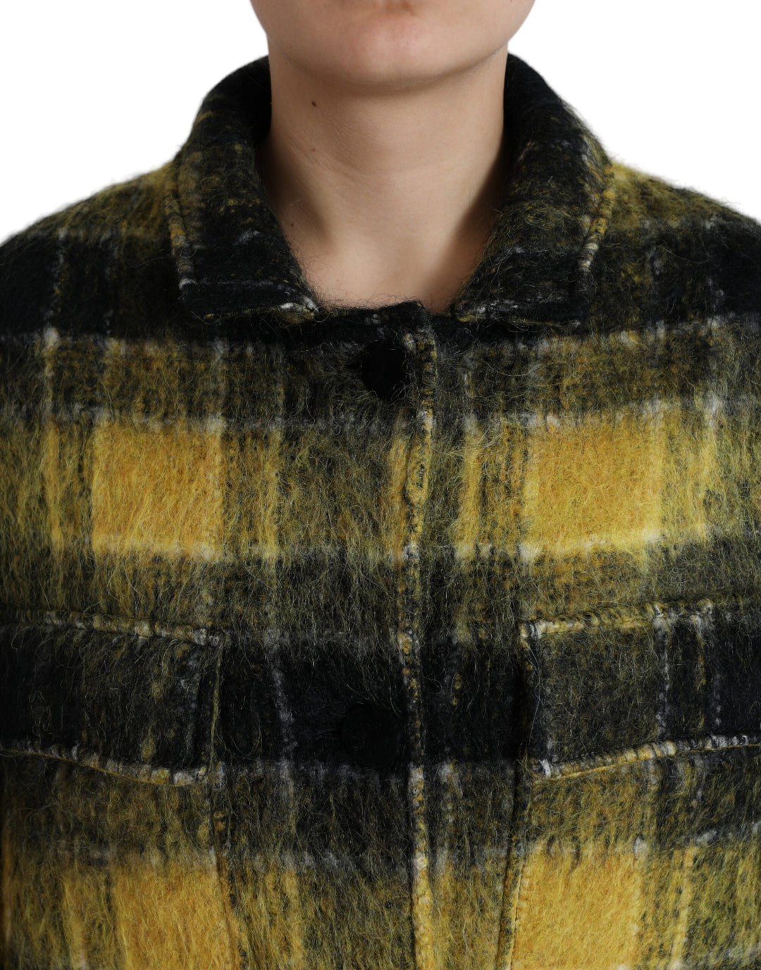  - Dolce & Gabbana Chic Plaid Long Coat in Sunshine Yellow - JKT3693 - 40 - Ask Me Wear