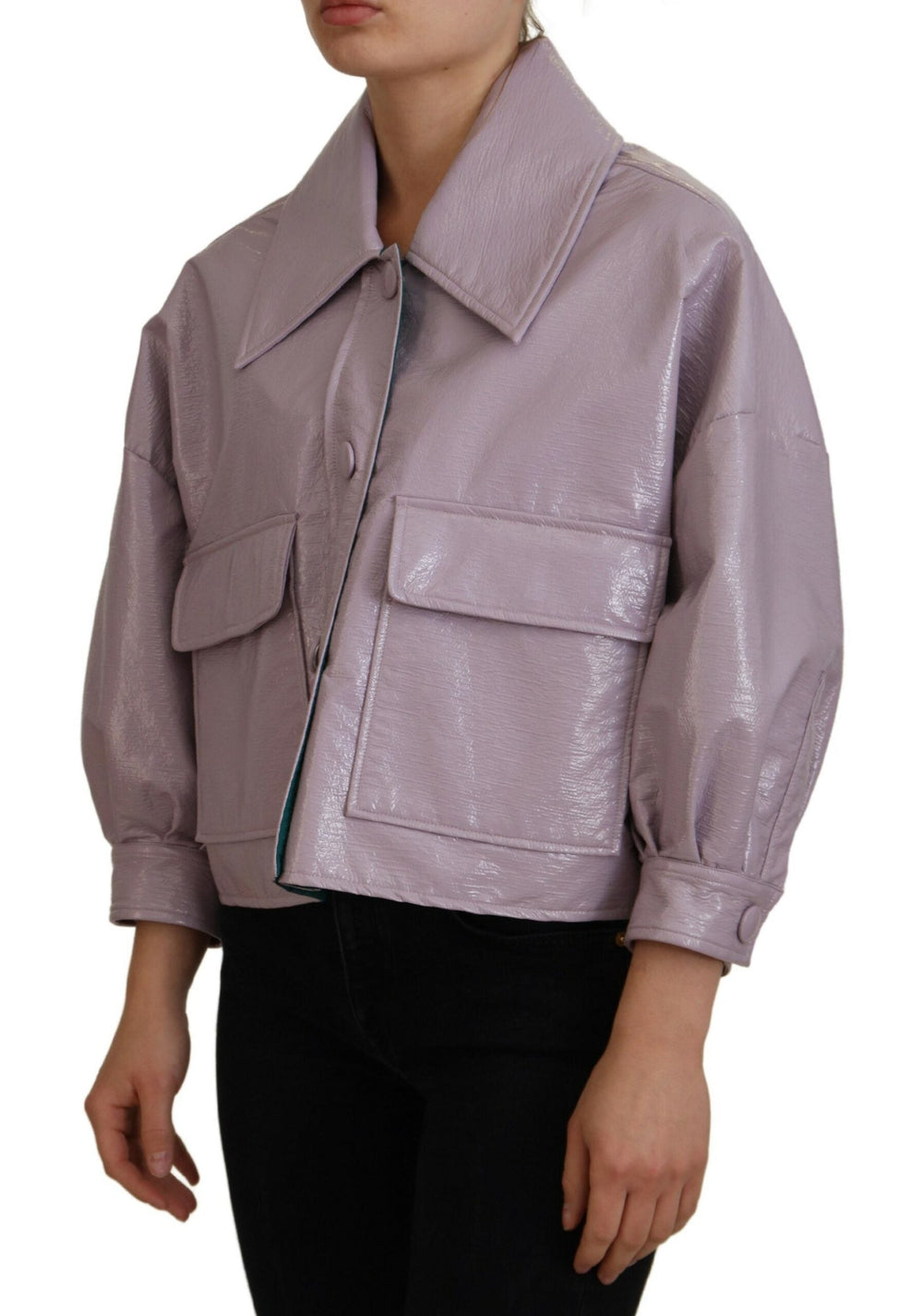  - Dolce & Gabbana Chic Purple Cropped Jacket - A Style Statement - JKT3577 - 40 - Ask Me Wear