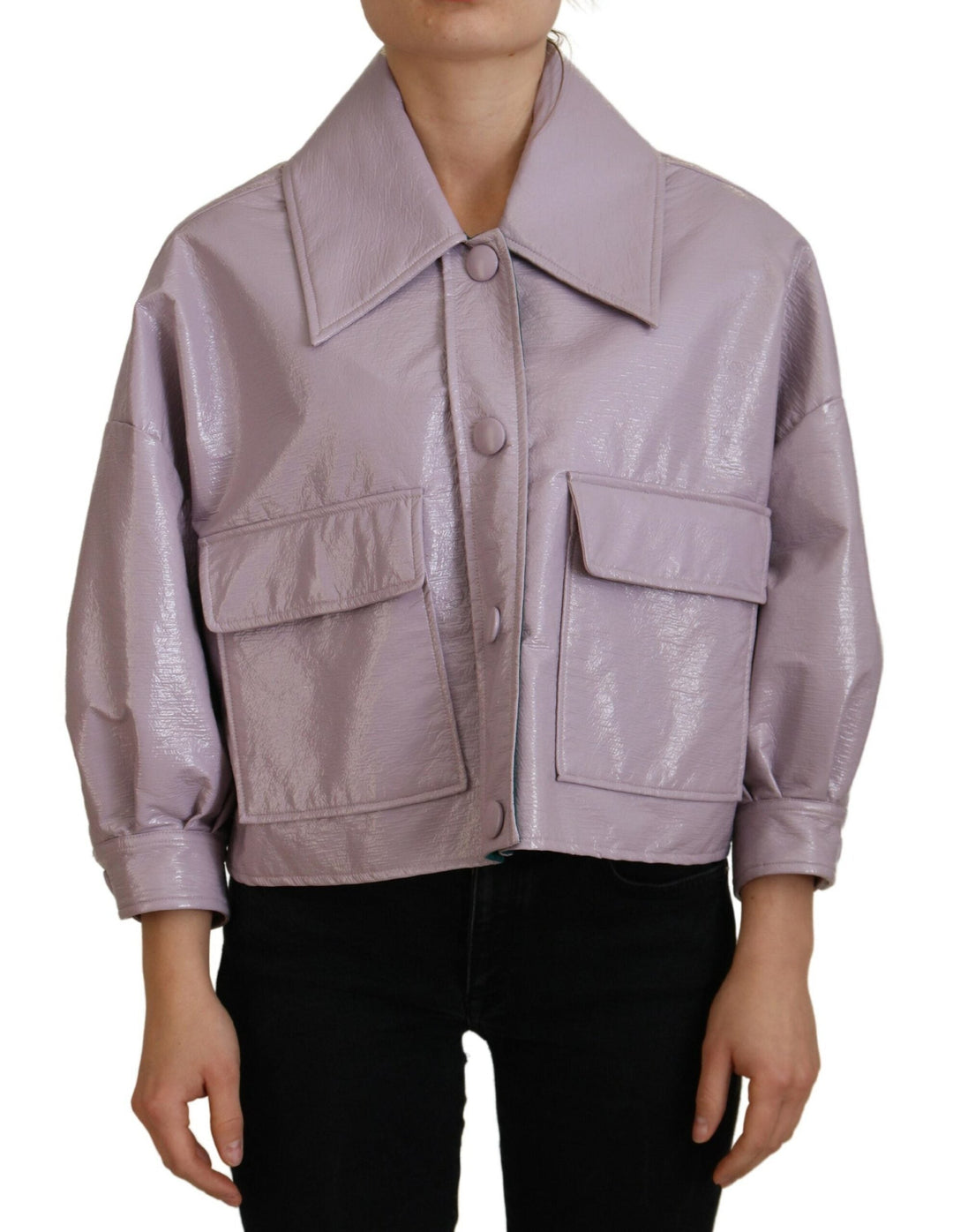  - Dolce & Gabbana Chic Purple Cropped Jacket - A Style Statement - JKT3577 - 40 - Ask Me Wear