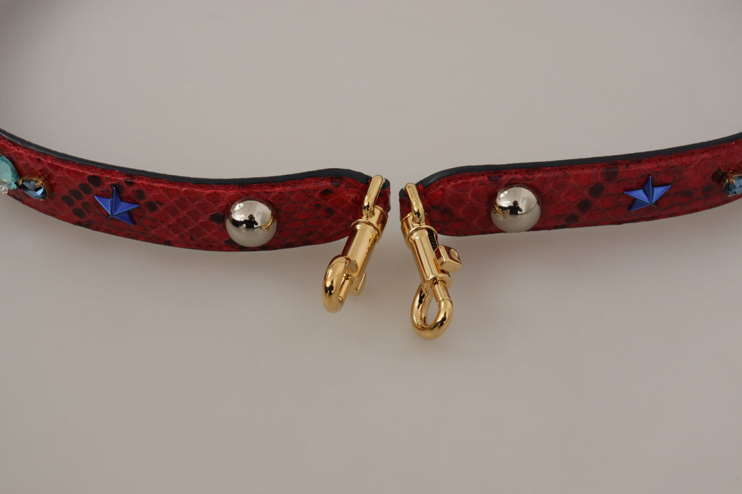  - Dolce & Gabbana Chic Red Python Leather Shoulder Strap - BEL8733 - Ask Me Wear