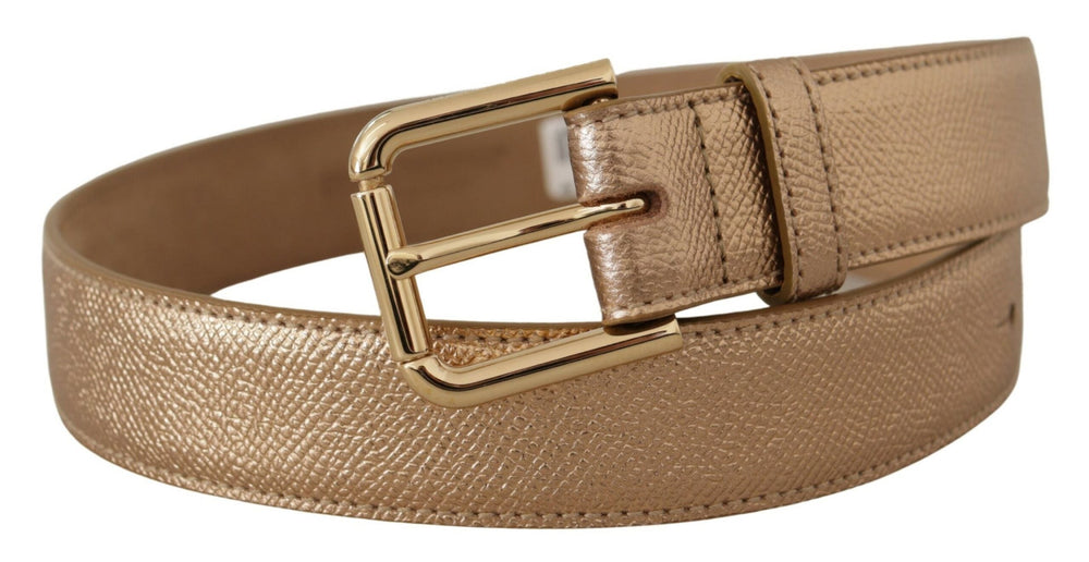  - Dolce & Gabbana Chic Rose Gold Leather Belt with Logo Buckle - BEL8443 - 70 - Ask Me Wear