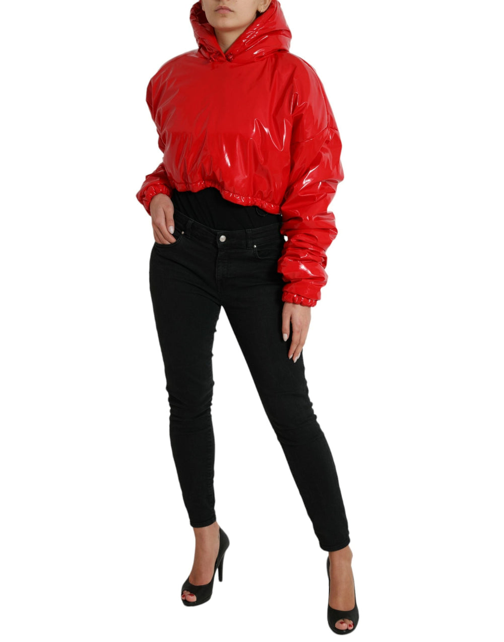  - Dolce & Gabbana Chic Shiny Red Cropped Jacket - JKT3707 - 40 - Ask Me Wear