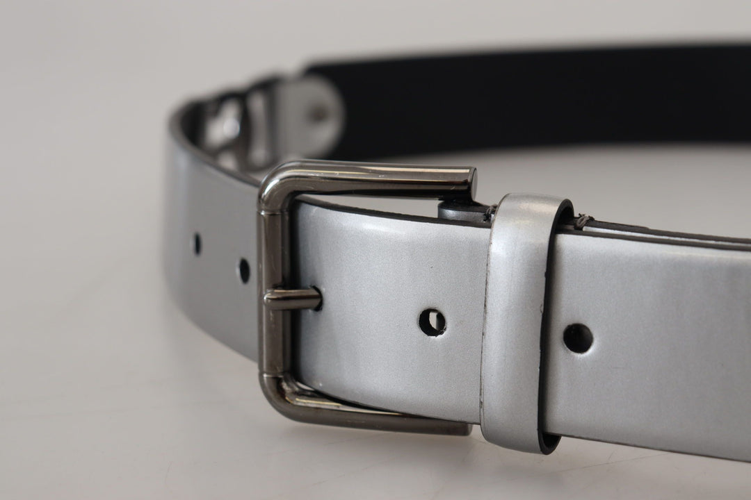  - Dolce & Gabbana Chic Silver Leather Belt with Metal Buckle - BEL8925 - 36 - Ask Me Wear