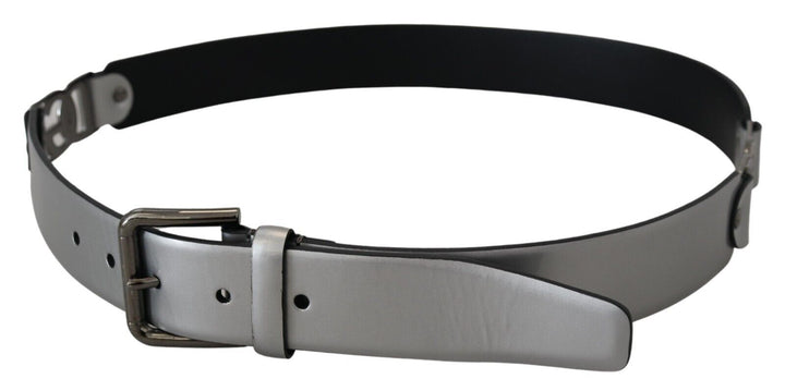  - Dolce & Gabbana Chic Silver Leather Belt with Metal Buckle - BEL8925 - 36 - Ask Me Wear