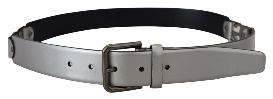  - Dolce & Gabbana Chic Silver Leather Belt with Metal Buckle - BEL8925 - 36 - Ask Me Wear