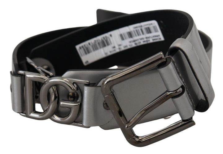  - Dolce & Gabbana Chic Silver Leather Belt with Metal Buckle - BEL8925 - 36 - Ask Me Wear