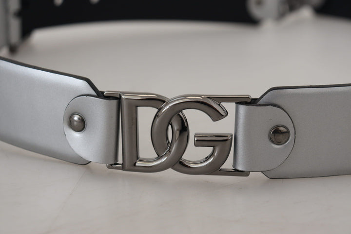  - Dolce & Gabbana Chic Silver Leather Belt with Metal Buckle - BEL8925 - 36 - Ask Me Wear