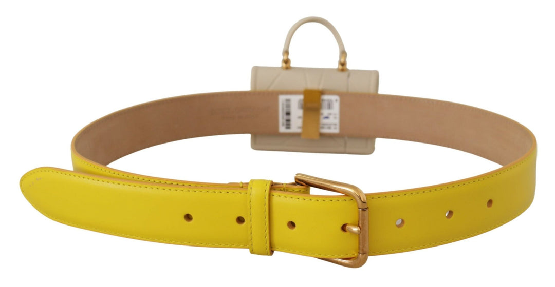  - Dolce & Gabbana Chic Yellow Leather Belt with Headphone Case - WMB171 - 70 - Ask Me Wear