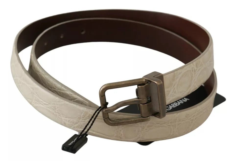  - Dolce & Gabbana Cream Beige Gold Buckle Waist Leather Belt - BEL60629 - 100 - Ask Me Wear