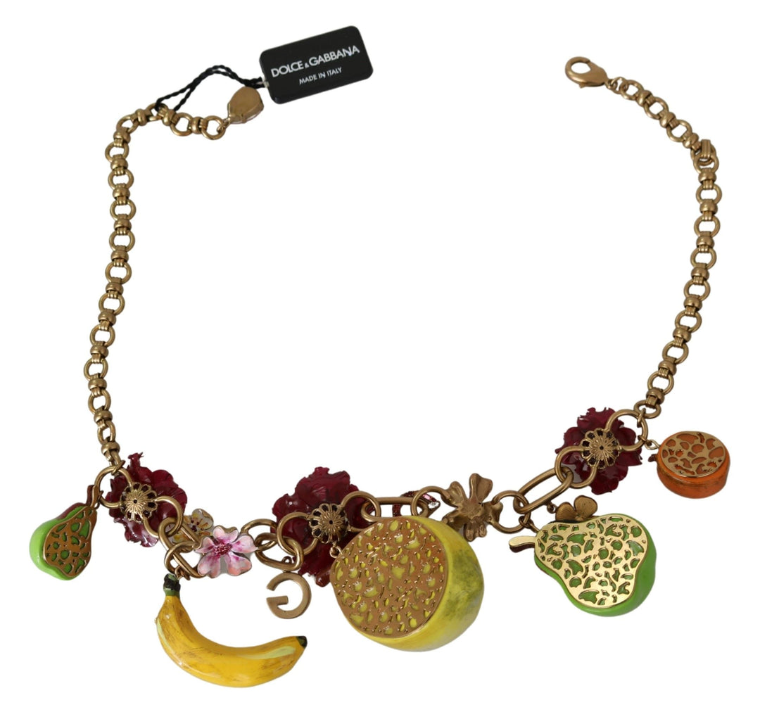  - Dolce & Gabbana Crystal Embellished Floral Charm Necklace - SMY10074 - Ask Me Wear