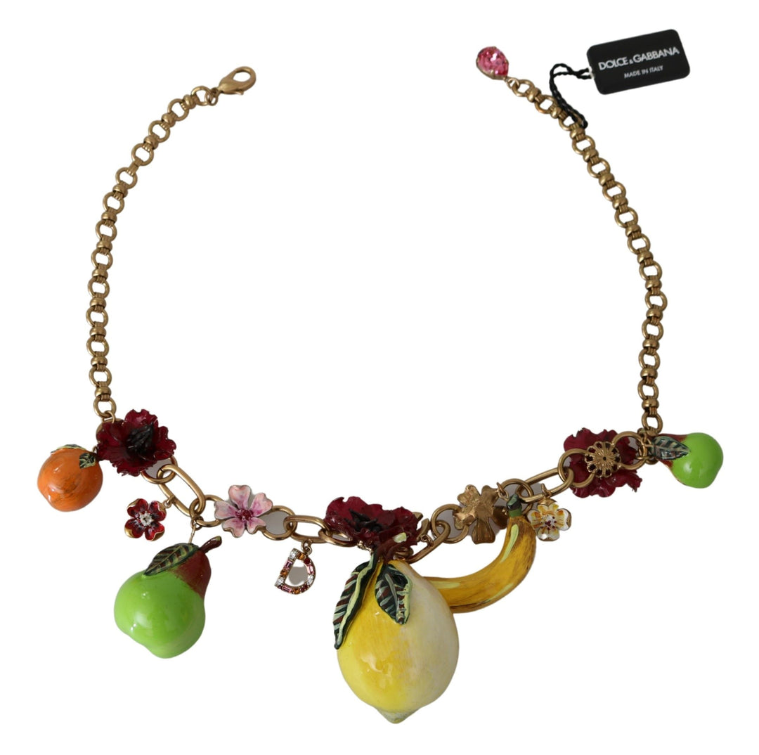  - Dolce & Gabbana Crystal Embellished Floral Charm Necklace - SMY10074 - Ask Me Wear