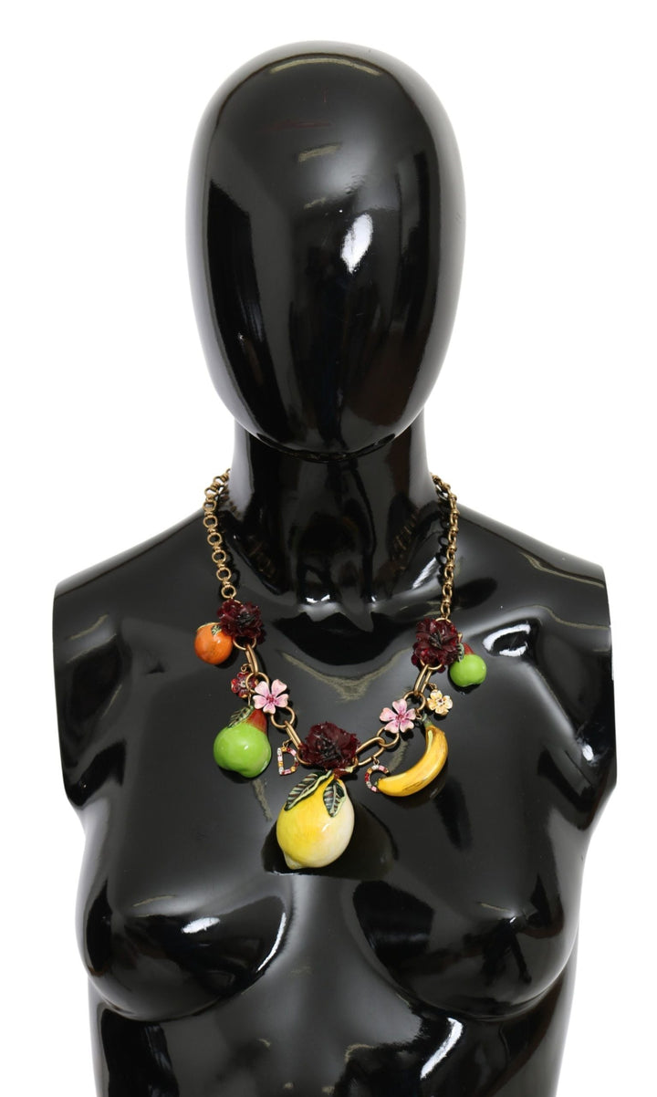  - Dolce & Gabbana Crystal Embellished Floral Charm Necklace - SMY10074 - Ask Me Wear