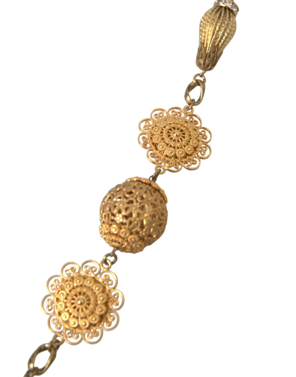  - Dolce & Gabbana Crystal Flower Filigree Gold Brass Statement Necklace - SMY101370 - Ask Me Wear