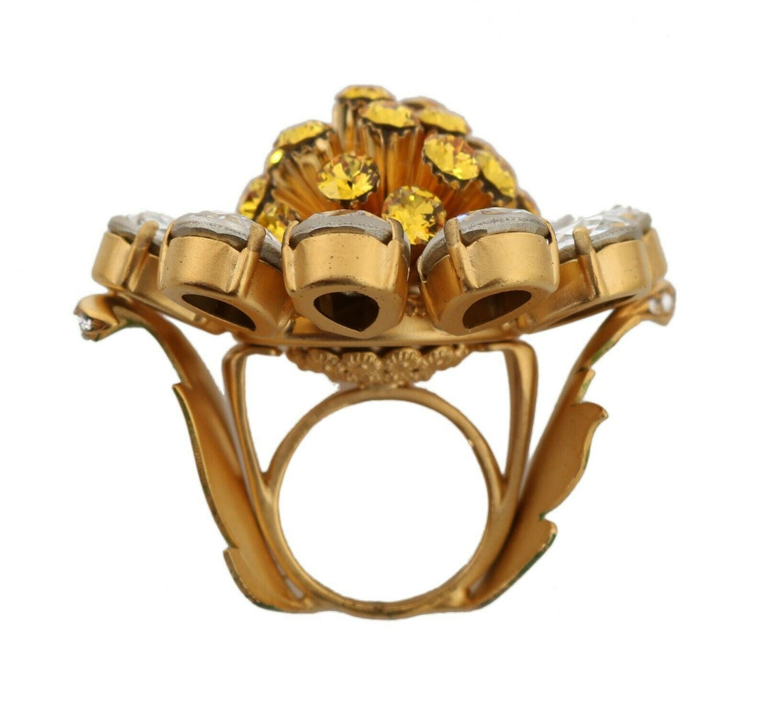  - Dolce & Gabbana Crystal Flower Statement Ring Size US 7.5 - SMYK409 - 54 - Ask Me Wear