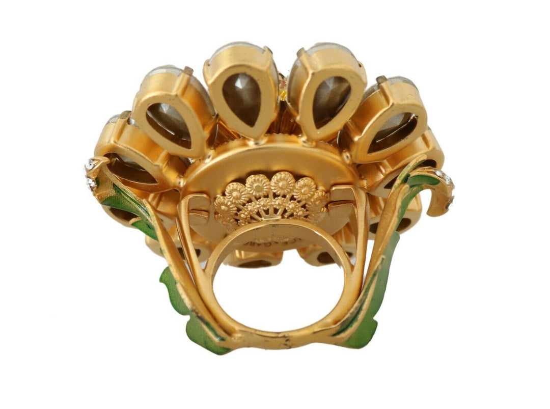  - Dolce & Gabbana Crystal Flower Statement Ring Size US 7.5 - SMYK409 - 54 - Ask Me Wear