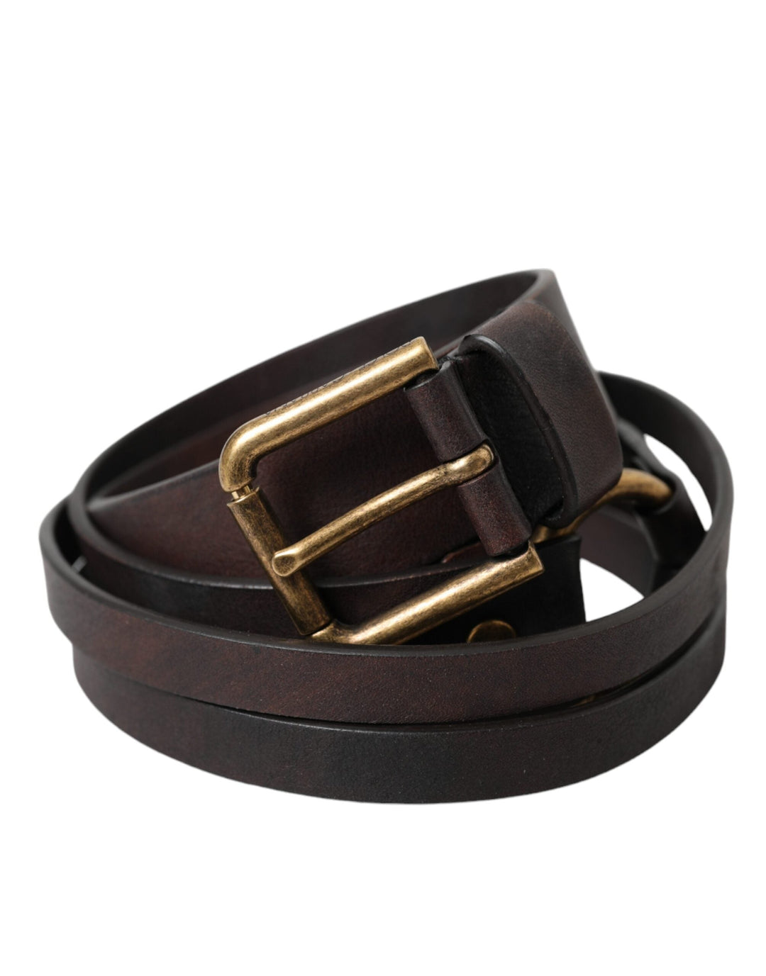  - Dolce & Gabbana Dark Brown Leather Gold Metal Buckle Women Belt - BEL9189 - 85 - Ask Me Wear