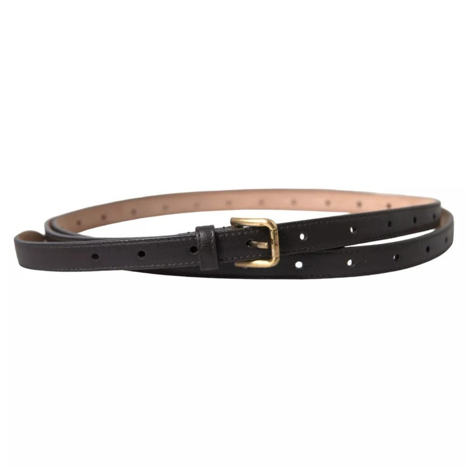  - Dolce & Gabbana Dark Brown Leather Gold Metal Buckle Women Belt - WMB3716 - 145 - Ask Me Wear