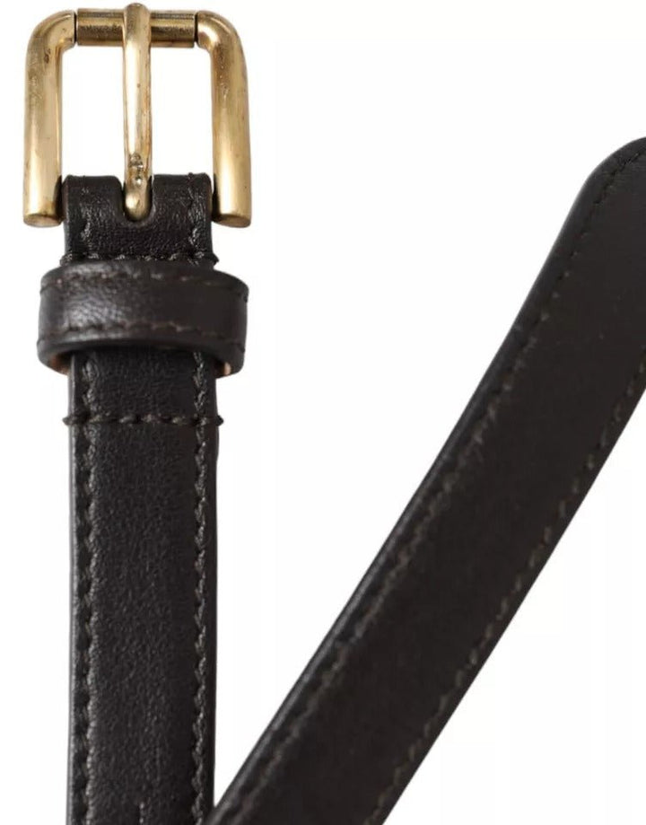  - Dolce & Gabbana Dark Brown Leather Gold Metal Buckle Women Belt - WMB3716 - 145 - Ask Me Wear