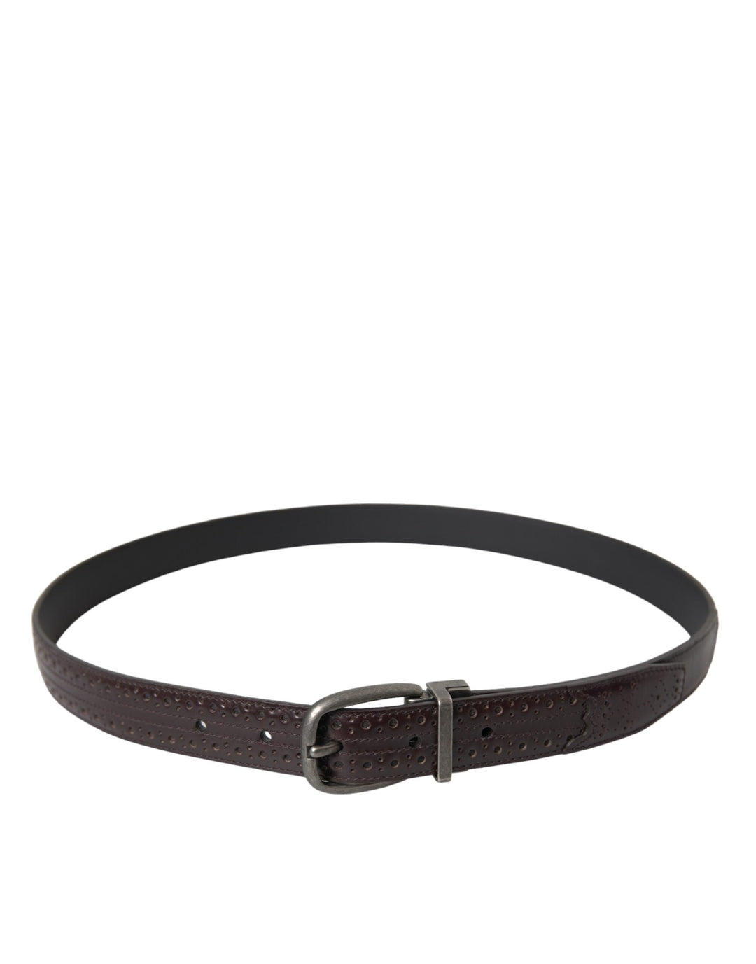  - Dolce & Gabbana Dark Brown Perforated Leather Metal Buckle Belt Men - BEL9180 - 85 - Ask Me Wear