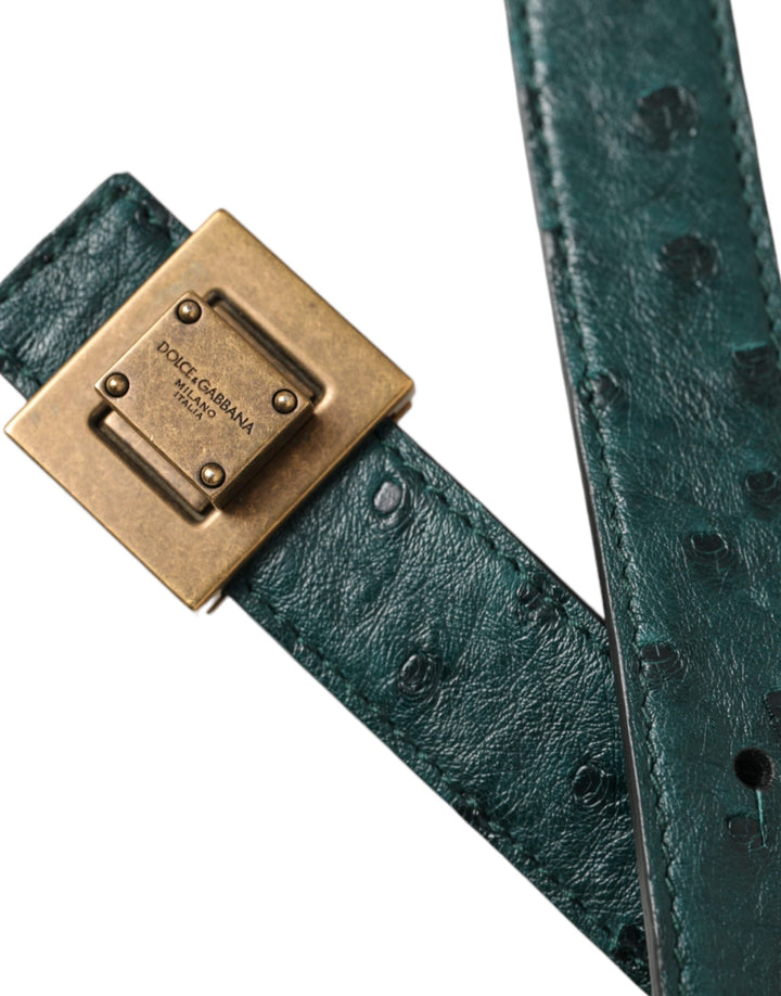  - Dolce & Gabbana Dark Green Leather Square Metal Buckle Belt - BEL9198 - 90 - Ask Me Wear