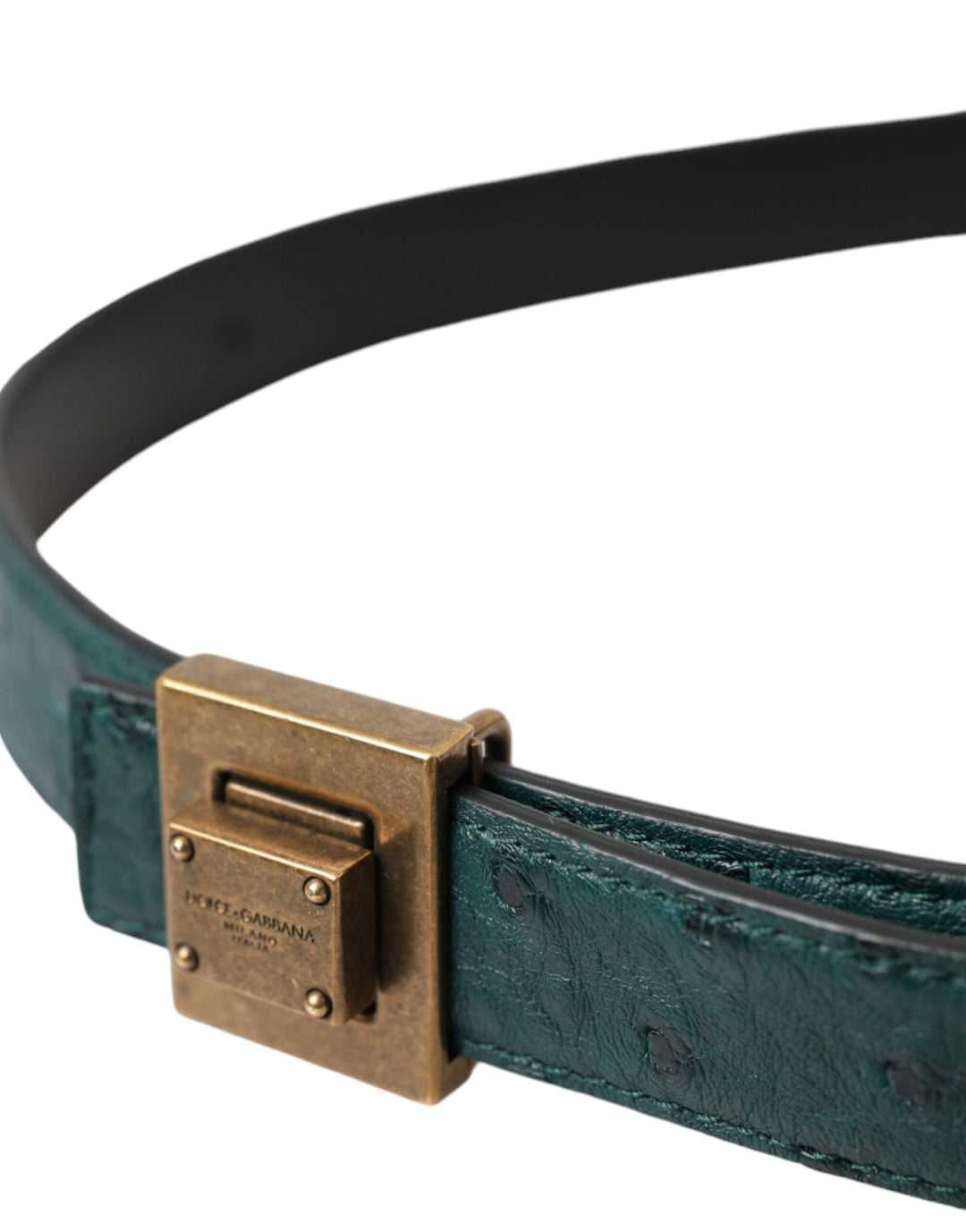  - Dolce & Gabbana Dark Green Leather Square Metal Buckle Belt - BEL9198 - 90 - Ask Me Wear