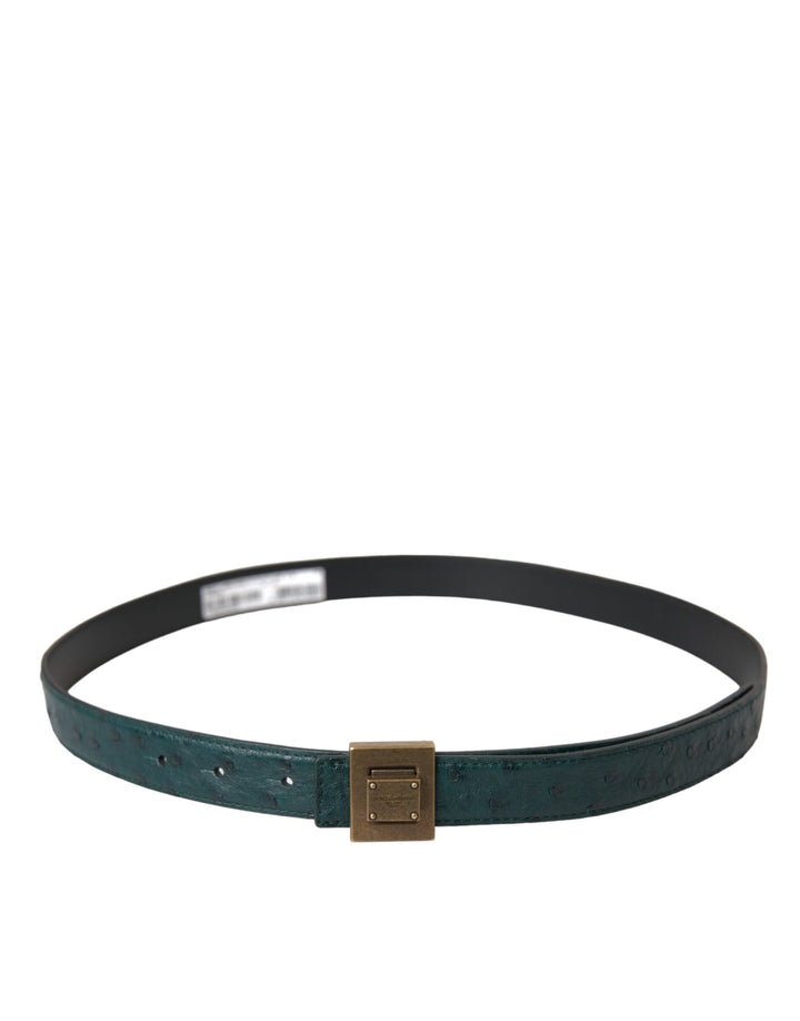  - Dolce & Gabbana Dark Green Leather Square Metal Buckle Belt - BEL9198 - 90 - Ask Me Wear