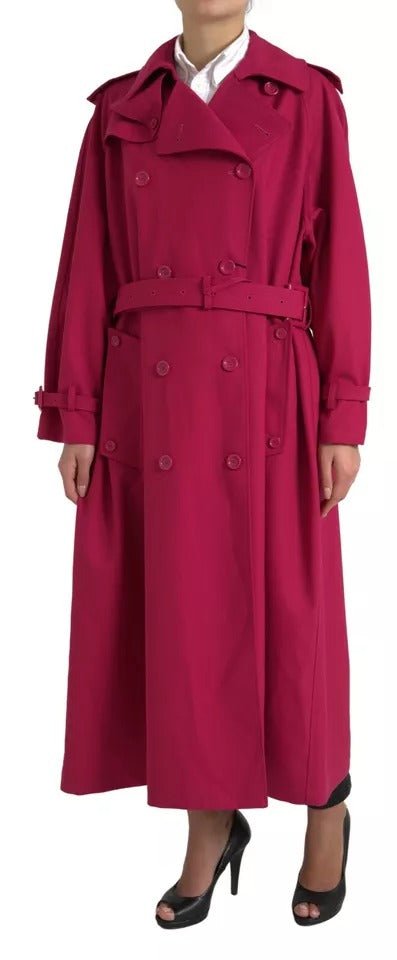  - Dolce & Gabbana Dark Pink Double Breasted Trench Coat Jacket - JKT3703 - 40 - Ask Me Wear