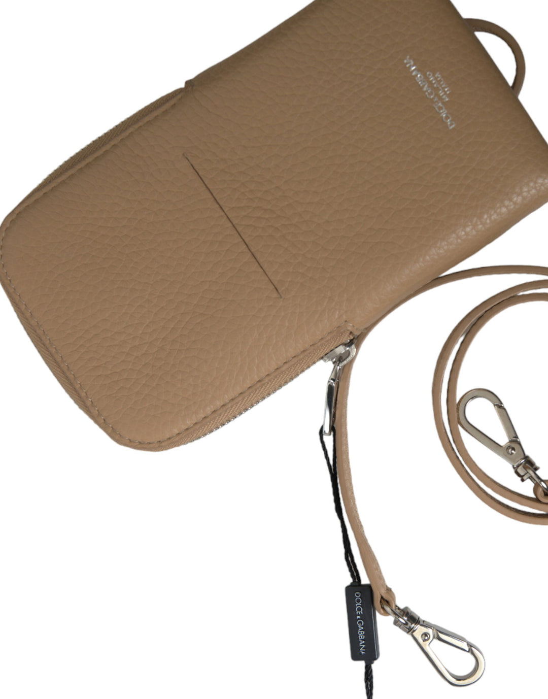  - Dolce & Gabbana Elegant Beige Leather Crossbody Phone Bag - BAG1351 - Ask Me Wear