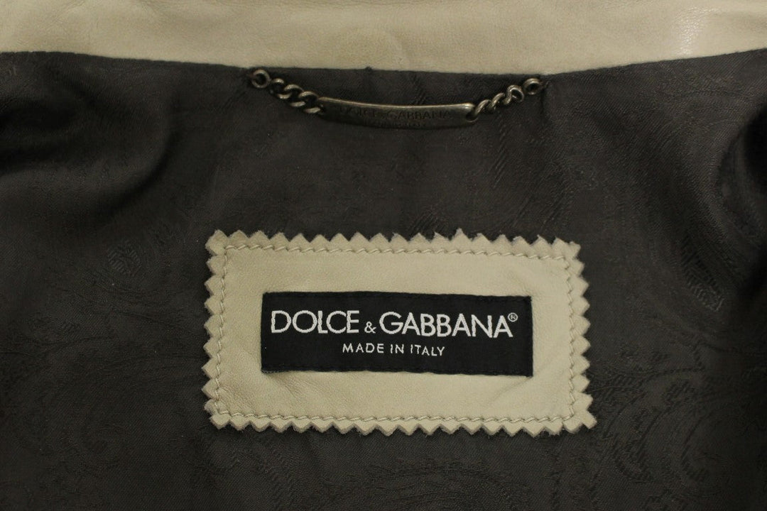  - Dolce & Gabbana Elegant Beige Leather Lambskin Jacket - GSD12709 - 1 - Ask Me Wear