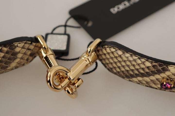  - Dolce & Gabbana Elegant Beige Python Leather Shoulder Strap - BEL8728 - Ask Me Wear