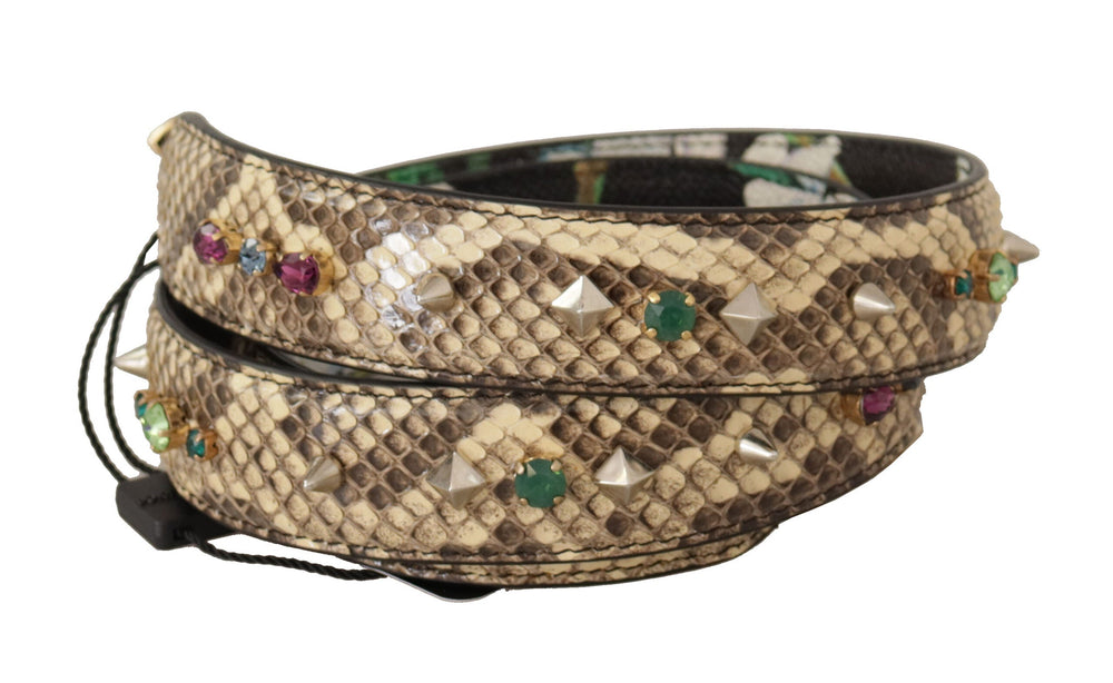  - Dolce & Gabbana Elegant Beige Python Leather Shoulder Strap - BEL8728 - Ask Me Wear