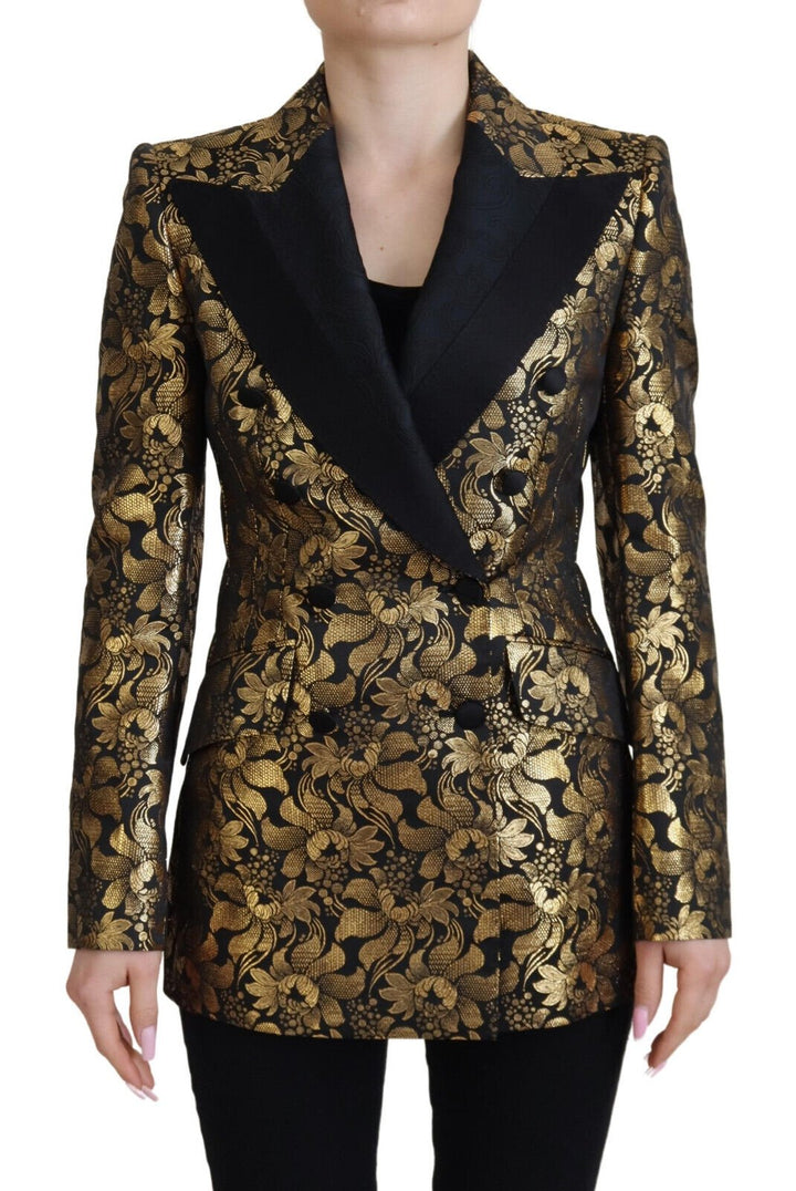  - Dolce & Gabbana Elegant Black and Gold Floral Jacket - JKT3467 - 38 - Ask Me Wear