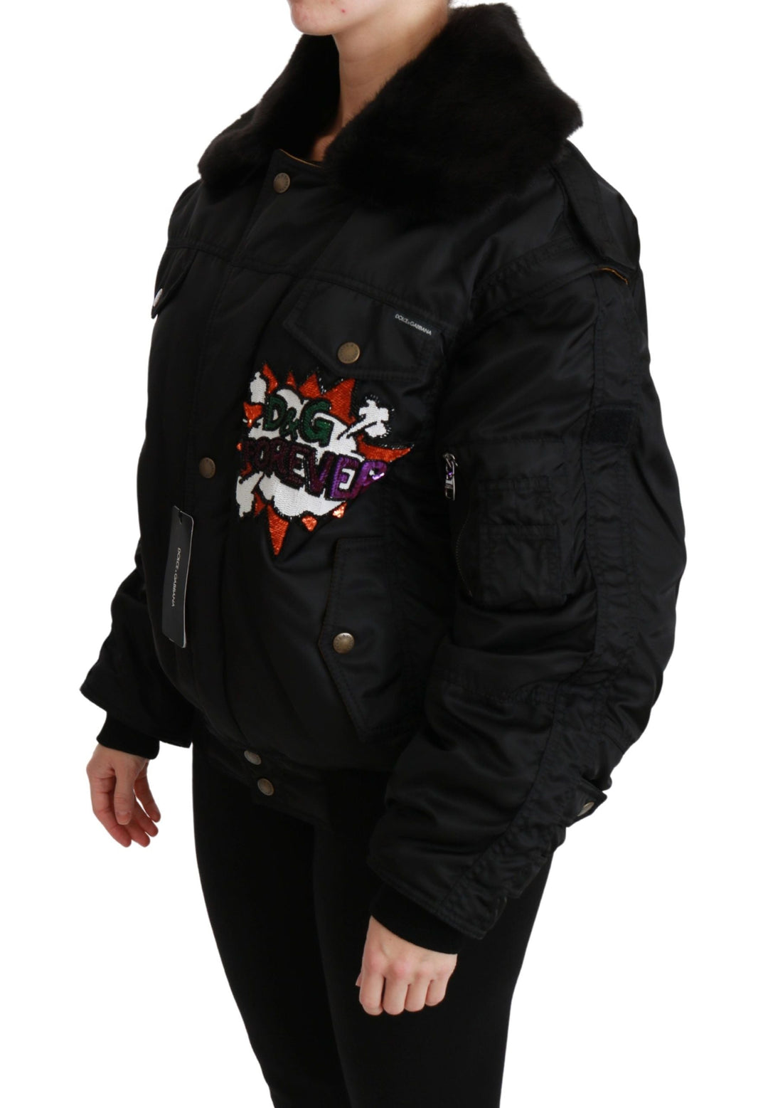  - Dolce & Gabbana Elegant Black Bomber Jacket with Detachable Features - JKT2518 - 36 - Ask Me Wear