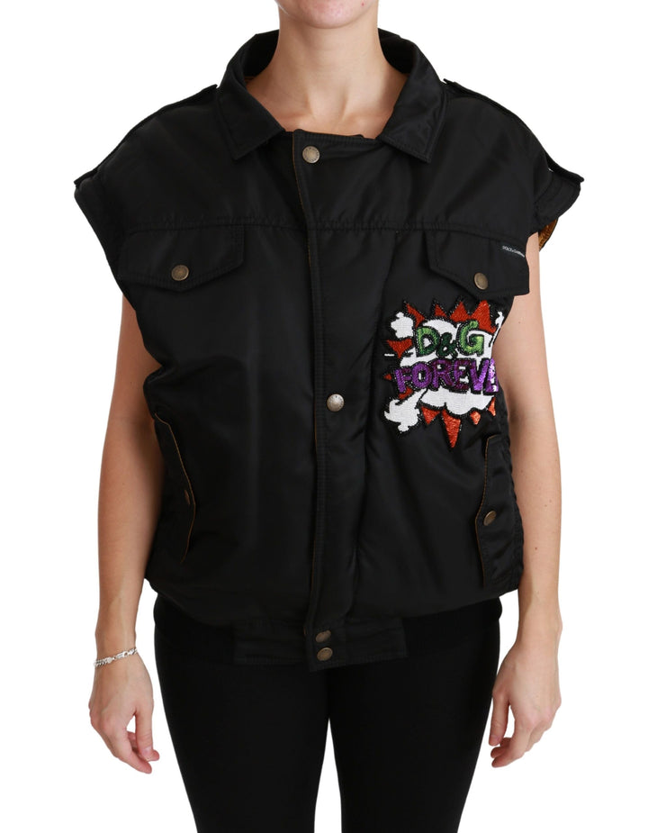  - Dolce & Gabbana Elegant Black Bomber Jacket with Detachable Features - JKT2518 - 36 - Ask Me Wear