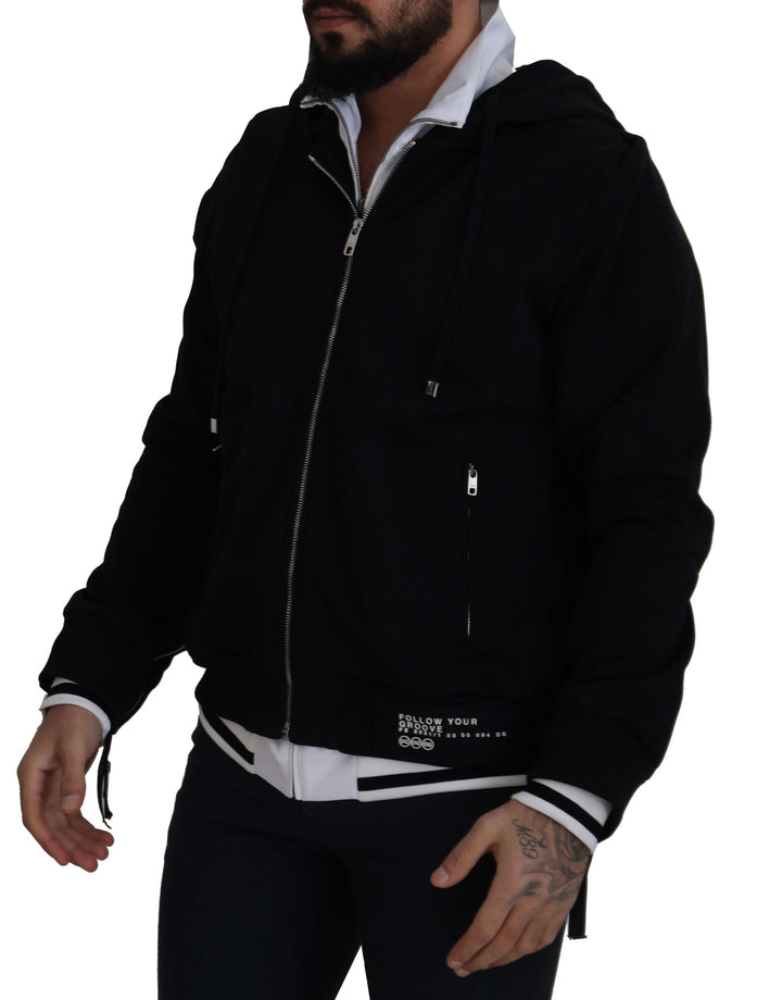  - Dolce & Gabbana Elegant Black Bomber Jacket with Hood - JKT3353 - 54 - Ask Me Wear