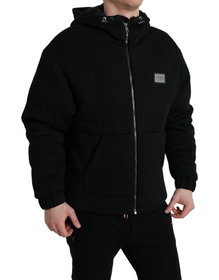  - Dolce & Gabbana Elegant Black Bomber Jacket with Hood - JKT4009 - 48 - Ask Me Wear