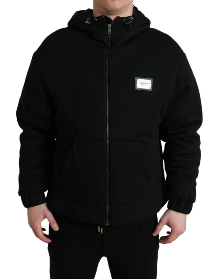  - Dolce & Gabbana Elegant Black Bomber Jacket with Hood - JKT4009 - 48 - Ask Me Wear