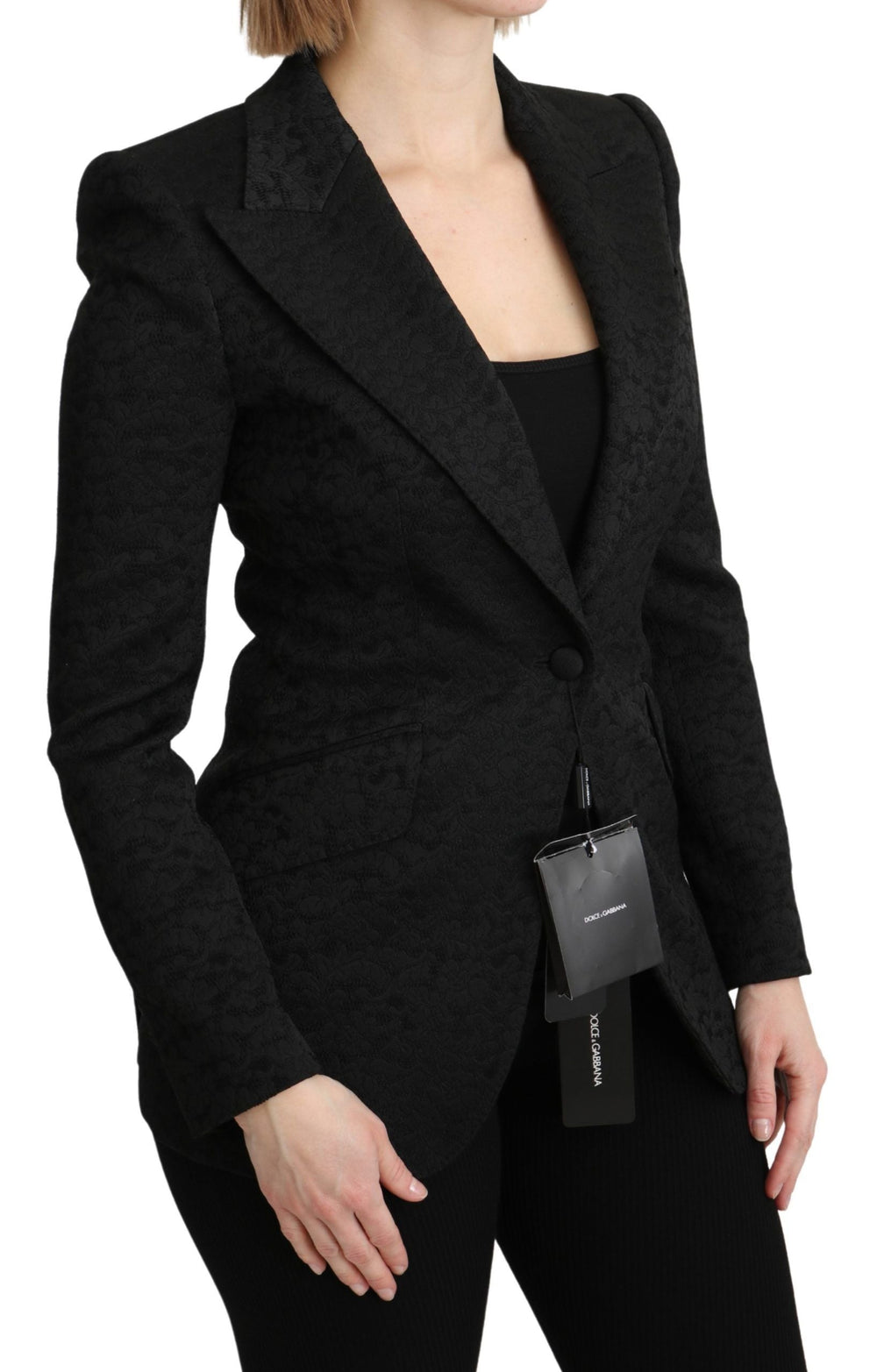  - Dolce & Gabbana Elegant Black Brocade Single Breasted Blazer - KOS1794 - 36 - Ask Me Wear