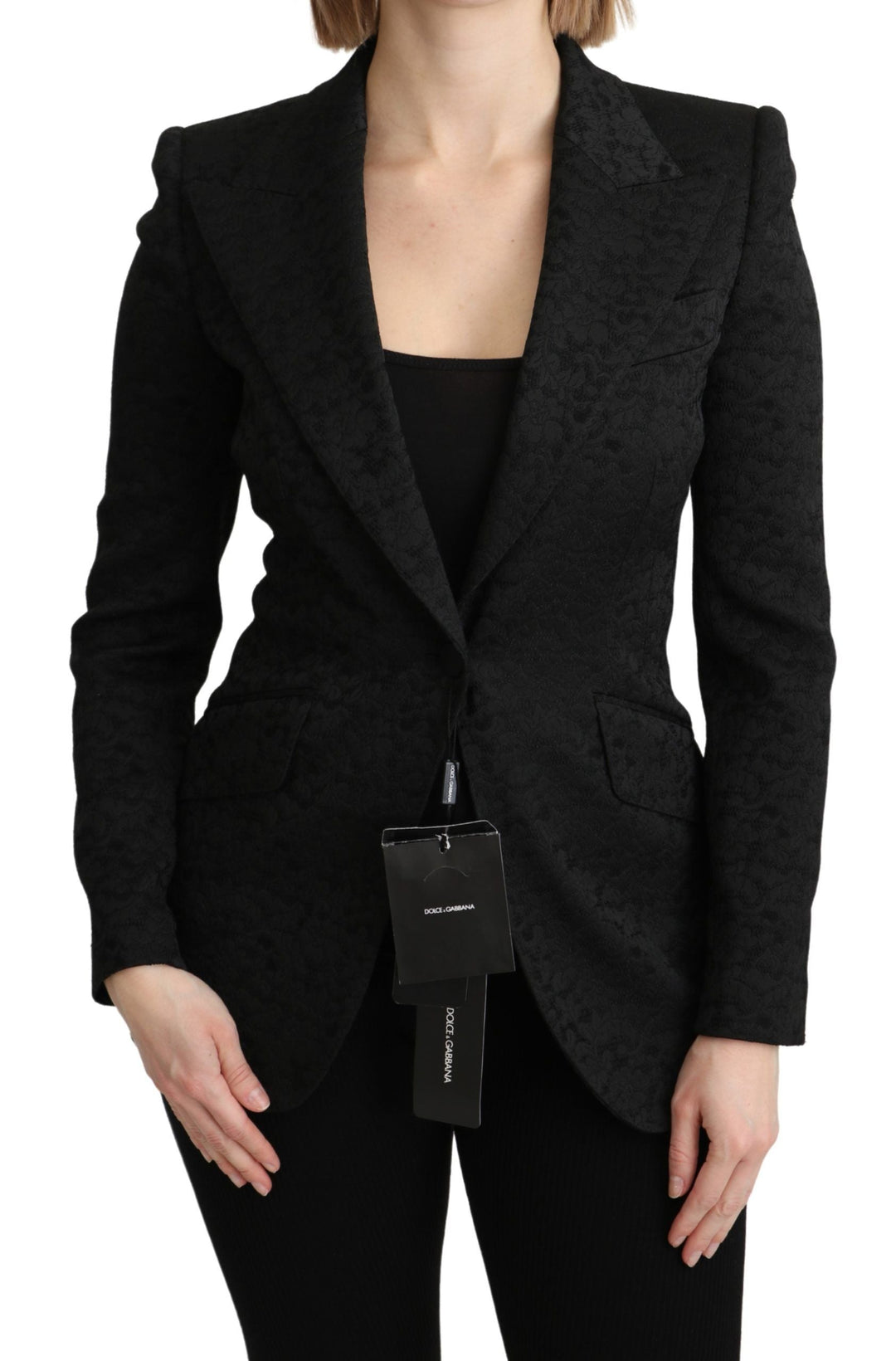  - Dolce & Gabbana Elegant Black Brocade Single Breasted Blazer - KOS1794 - 36 - Ask Me Wear