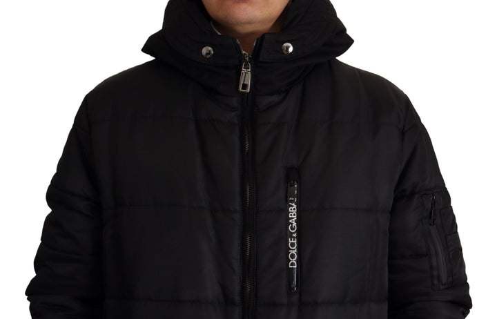  - Dolce & Gabbana Elegant Black Hooded Parka Winter Jacket - JKT3369 - 46 - Ask Me Wear