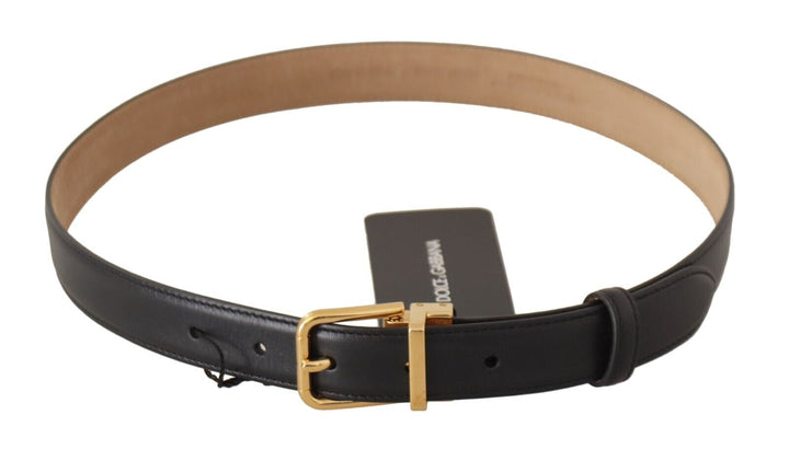  - Dolce & Gabbana Elegant Black Leather Belt with Engraved Metal Buckle - WMB242 - 75 - Ask Me Wear