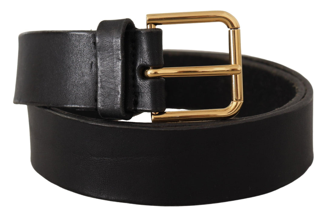  - Dolce & Gabbana Elegant Black Leather Belt with Metal Buckle - BEL8519 - 90 - Ask Me Wear