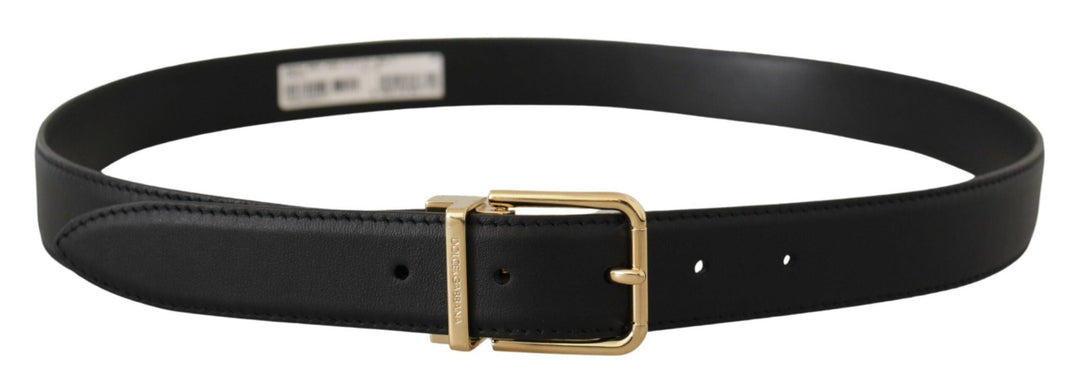  - Dolce & Gabbana Elegant Black Leather Belt with Metal Buckle - BEL8525 - 90 - Ask Me Wear